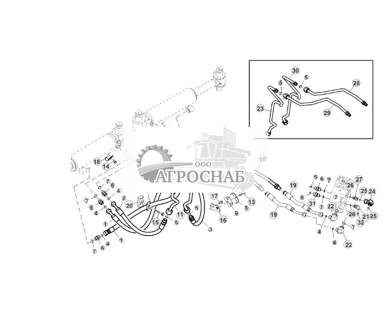 Трубопроводы цилиндра рулевого управления, 1500 MFWD - ST104414 579.jpg